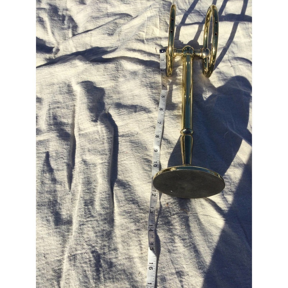 Vtg brass counter towel stand holder circle bathroom 12” gold farmhouse country - Picture 7 of 11